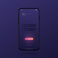 Sign Up Screen. Clean Mobile UI Design Concept. Vector EPS 10