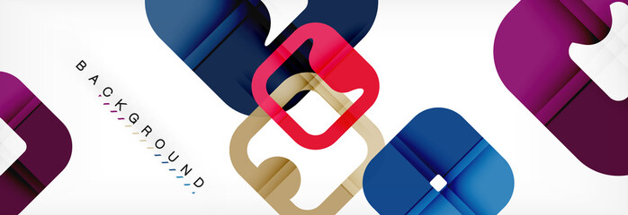 Square geometric background, multicolored template for business or technology presentation or web brochure cover layout, wallpaper.