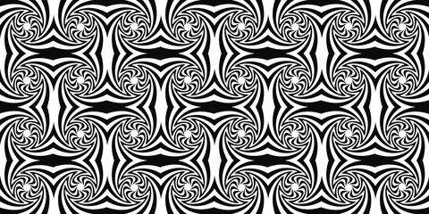 Obraz premium Pattern with optical illusion. Black and white design. Abstract striped background. Vector illustration.