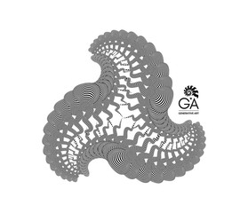 Black and white design. Pattern with optical illusion. Abstract striped background. Vector illustration.
