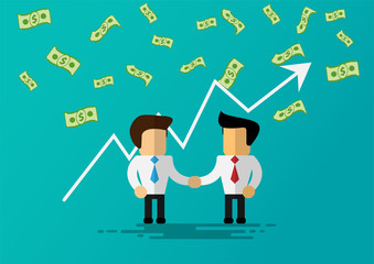 cartoon businessman shake hands