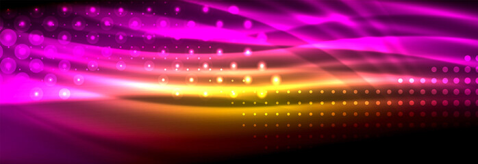 Fototapeta na wymiar Liquid neon flowing waves, glowing light lines background