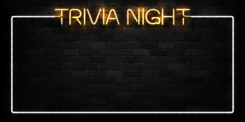 Vector realistic isolated neon sign of Trivia Night frame logo for decoration and covering on the wall background.