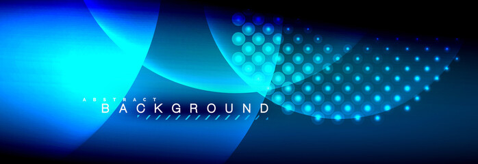 Vector blurred neon glowing circles with flowing and liquid light concept, energy magic fantastic abstract background