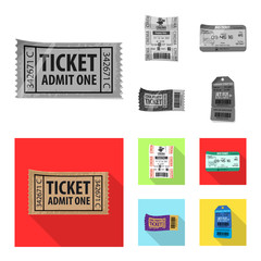 Isolated object of ticket and admission icon. Collection of ticket and event vector icon for stock.