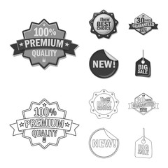 Vector illustration of emblem and badge sign. Collection of emblem and sticker stock symbol for web.