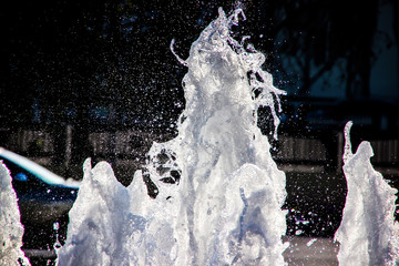 Fountain splashes close up