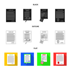 Isolated object of form and document logo. Collection of form and mark stock symbol for web.