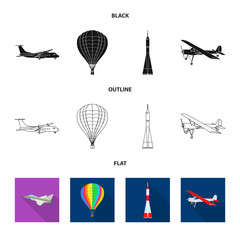 Isolated object of plane and transport logo. Collection of plane and sky vector icon for stock.