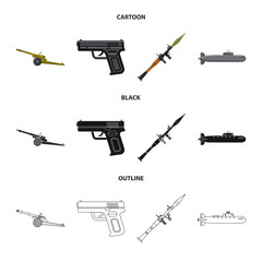 Vector design of weapon and gun icon. Collection of weapon and army vector icon for stock.