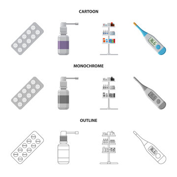 Isolated object of pharmacy and hospital logo. Set of pharmacy and business vector icon for stock.