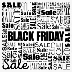 Black Friday Sale word cloud collage, business concept background