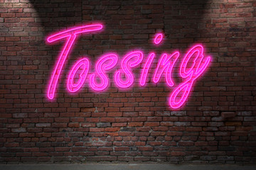 Neon Tossing Lettering on Brick Wall