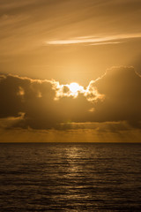 Sunset in New Zealand - looking out to the ocean horizon