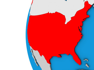 Fototapeta premium United States on 3D globe