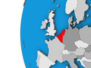 Benelux Union on 3D globe
