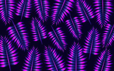 Abstract neon palm leaves illustration
