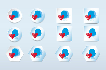 Healthy lifestyle icon vector in circular, square and hexagonal shapes