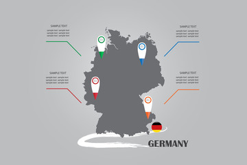 Infographic of the blind map and circle flag of Germany