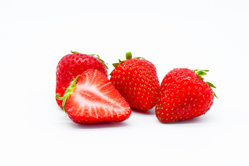 fresh strawberries fruits isolated on white background