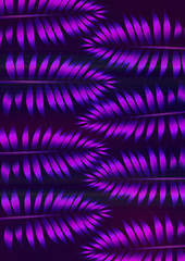 Beautiful neon palm leaves illustration, violet color background