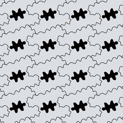 Seamless pattern of yellow line, continuous puzzle, curves on the purple background, vector print for wallpaper, wrapping, textile, look like conundrum