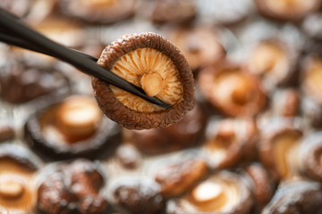 shitake mushroom with chopstick asia ingredient good smell and healthy