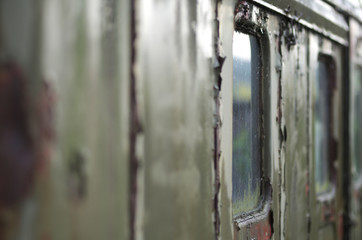 Old rusty cabin of army