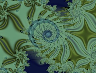 Computer generated 3D fractal.Spiral swirling vortex on abstract colored background.Beautiful pattern.