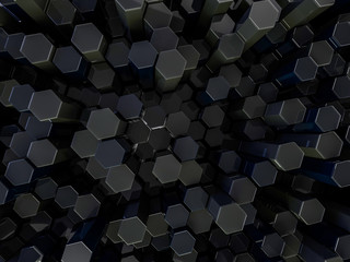 Abstract technological hexagonal background. 3D render