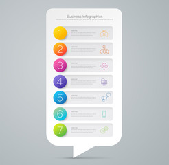 Infographics design vector and business icons with 7 options.