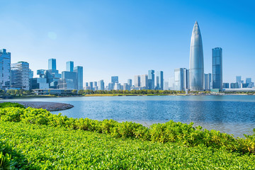 Naklejka premium Shenzhen Nanshan District Houhai CBD Skyline