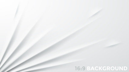 White fabric stretched to bottom left corner. Simple square background with ripple effect. Clean textile sheet with realistic texture. Vector illustration for backdrop, wallpaper, banner, flyer.