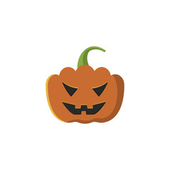 Halloween pumpkin Icon Isolated on White Background.Halloween pumpkin with scary face. Design element for Halloween. Vector illustration in flat style for your design.