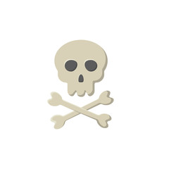 Skull and bones icon. Crossbones and death skull, danger or poison flat image. Design element for Halloween. Vector illustration in flat style for your design.