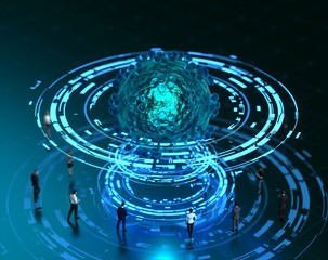 Virus research, conceptual illustration