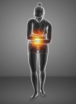 Woman With Abdominal Pain, Illustration