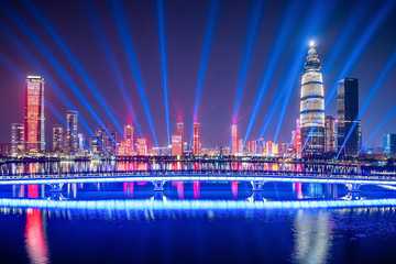 Naklejka premium Shenzhen Nanshan District Talent Park Light Show