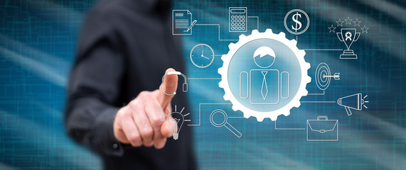 Man touching a project planning