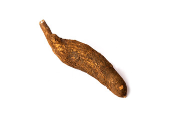 Tapioca root on white background isolated
