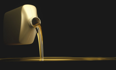 Engine oil being poured from a bottle, illustration