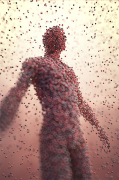 Person made from molecules, illustration