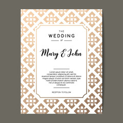 Elegant wedding invitation background. Card design with celtic ornament. Vector decorative template.