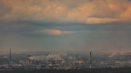 Fototapeta premium chemical plant pollutes the city