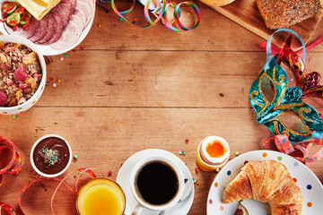 Healthy carnival or mardi gras breakfast frame