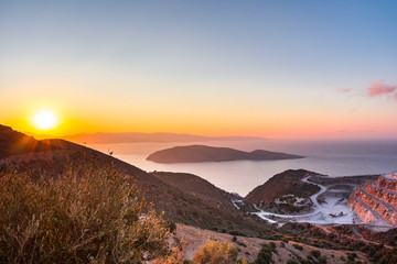 Beautiful sunset on Crete island. Greece.