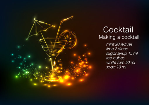 Drinks and cocktails .Neon cocktail recipe