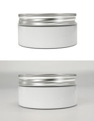 Cosmetic cream jar with golden cap. Cream product package