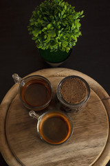 A cup of coffee taken from above