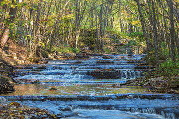 Fototapeta na wymiar River flowing in a forest ravine